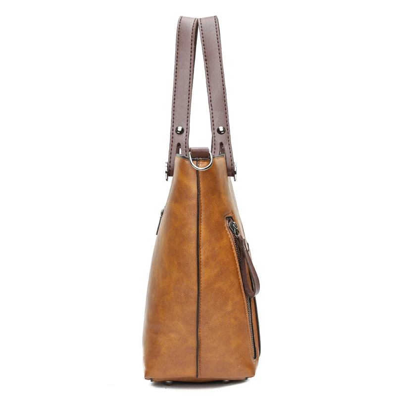 Винтажная женская сумка на плечо Большая вместительная через из ПУ модные