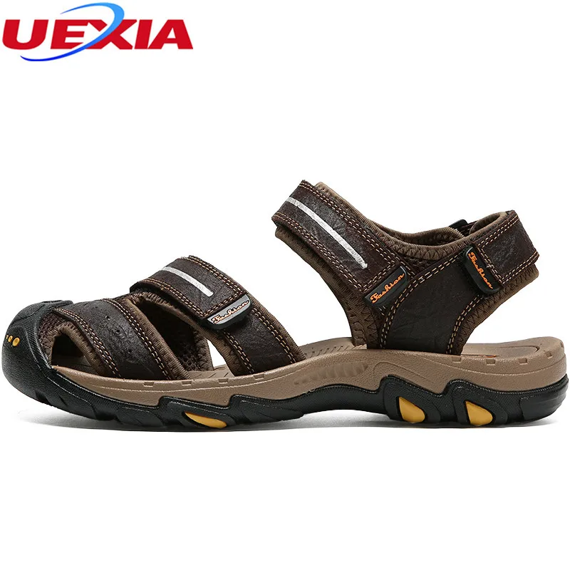 UEXIA 2018 Mens Sandals Leather Summer Beach Dress Fashion Outdoor Shoes Walking Sport Male Casual | Обувь