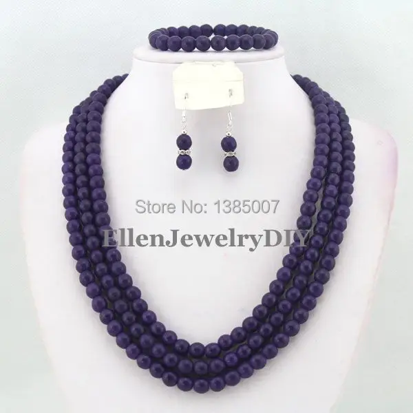 Темно-фиолетовый Африканский комплект ювелирных изделий нигерийские