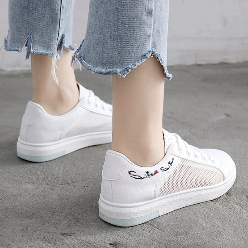 Женская Повседневная обувь лето 2018 Весна Модная женская вышитые дышащие на
