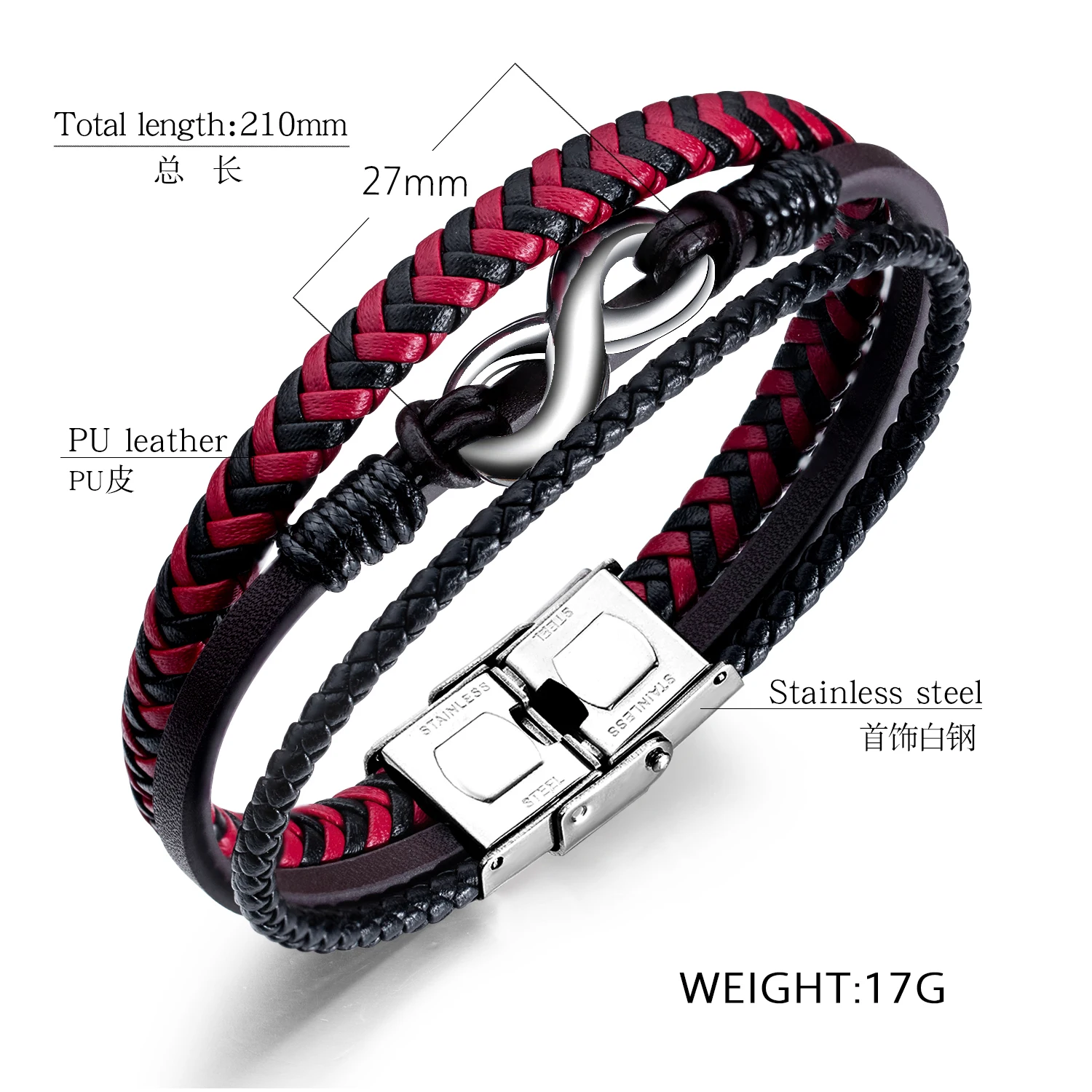 High Quality Stainless Infinity Men Bracelet PU Leather Black Hand Chain Friendship Brazelt Pulseira Masculina Dropshipping | Украшения и