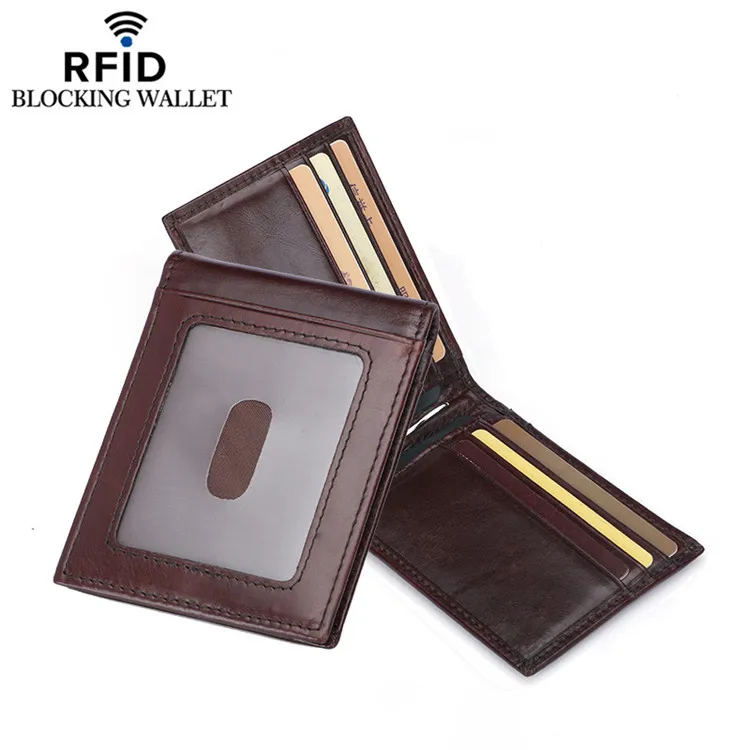 RFID Блокировка мини зажим для денег мужской кошелек из натуральной кожи мужской брендовый Повседневный двойной тонкий кошелек держатель для ID кредитных карт Чехол