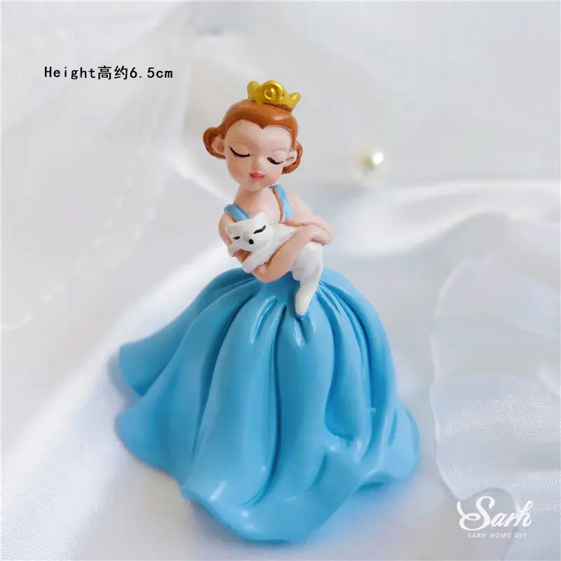 Blue cat princess Кошка принцесса украшение Ангел перо Торт Топперы День Святого Валентина День рождения украшения для выпечки милые подарки - Цвет: Blue cat princess
