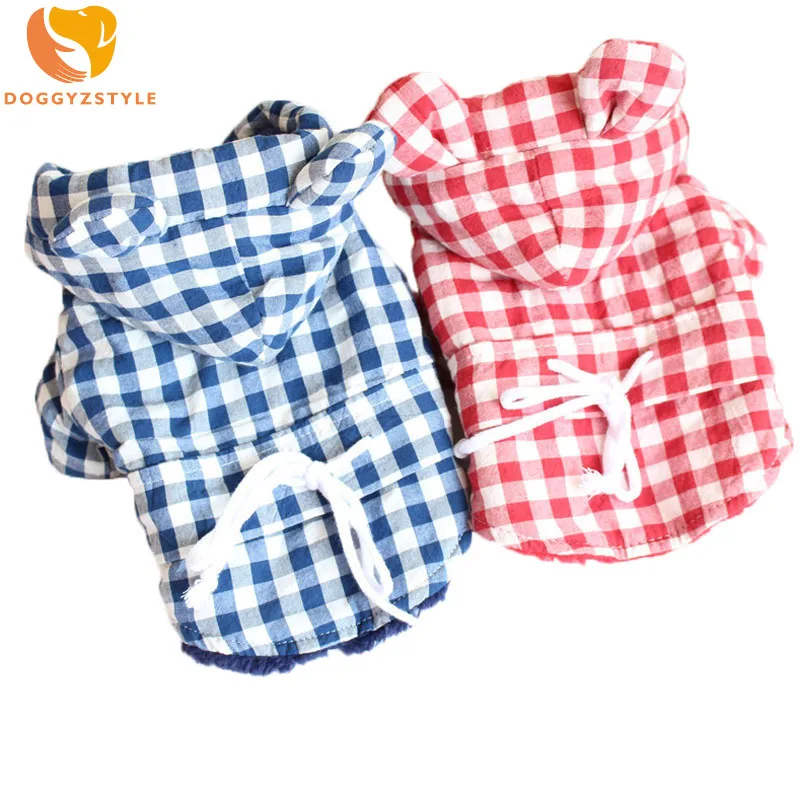 Модные клетчатые собака одежда Костюмы для небольших Товары собак пальто зимнее