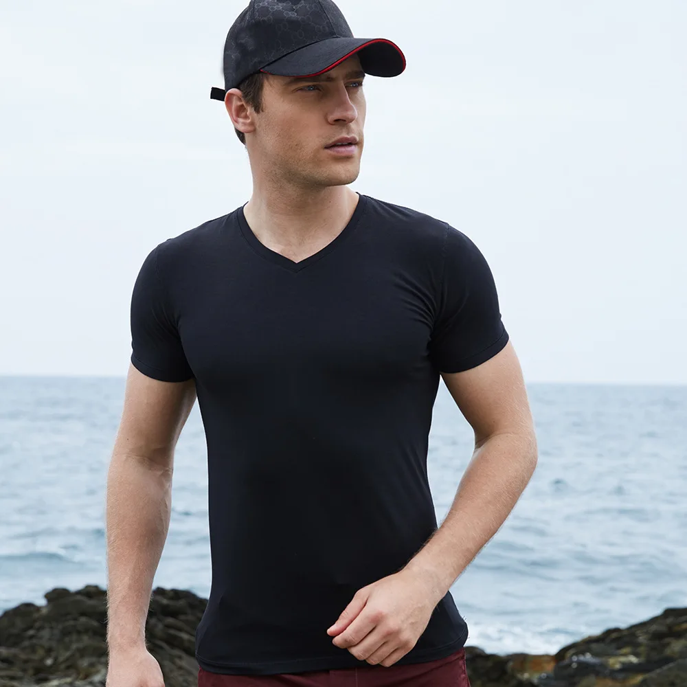 Fredd Marshall Men T Shirt Solid Tops Tees Short Sleeve T-shirt Men's Brand Fashion V Neck Cotton 2018 New Arrive | Мужская одежда