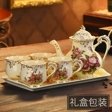 Горячая Распродажа чашки комплект английский послеобеденный Чай комплект Керамика Чашки Простой бытовой Цветочный чай чашки - Цвет: rose