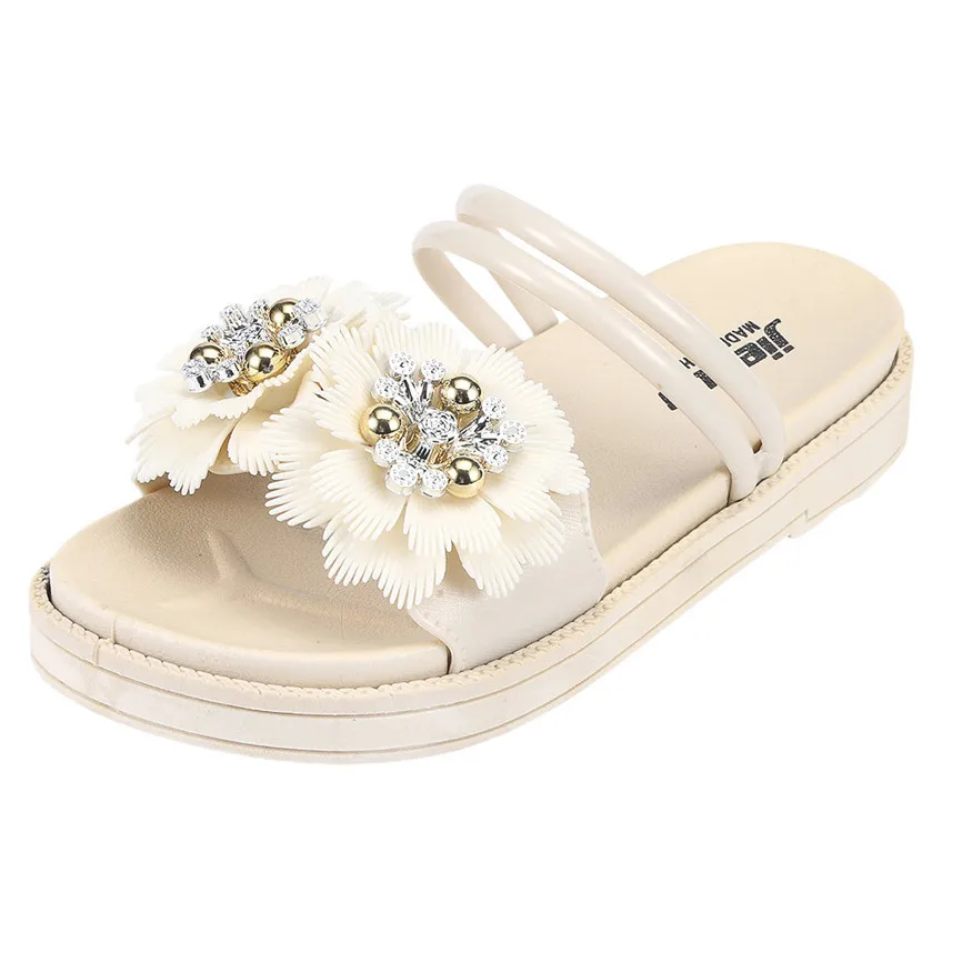 Женские тапочки Босоножки на толстой подошве с цветочным принтом Тапочки