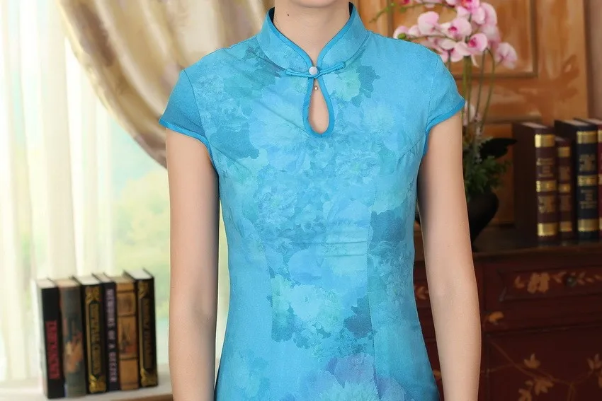 Шанхай история высокого класса с длинными Cheongsam искусственный шелк Cheongsam Qipao платье Китайская традиционная одежда восточные платья