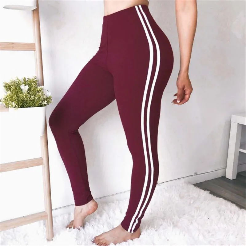 European and American Women's Trousers Fashion Casual Vertical Strip Stitching Sexy Solid Color Sports Pants Bottoming | Женская