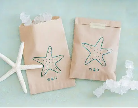 

starfish beach wedding paper hangover kits Bachelorette candy welcome bags Bridal Shower Bakery Cookie Favors pouches