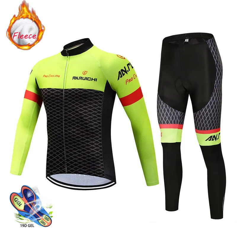 long cycling set 1 Новинка, зимний термальный флисовый комплект Джерси для велоспорта, дышащий, Ropa Ciclismo, мужская одежда с длинным рукавом для горного велосипеда, одежда для занятий спортом на открытом воздухе - Цвет: long cycling set 1