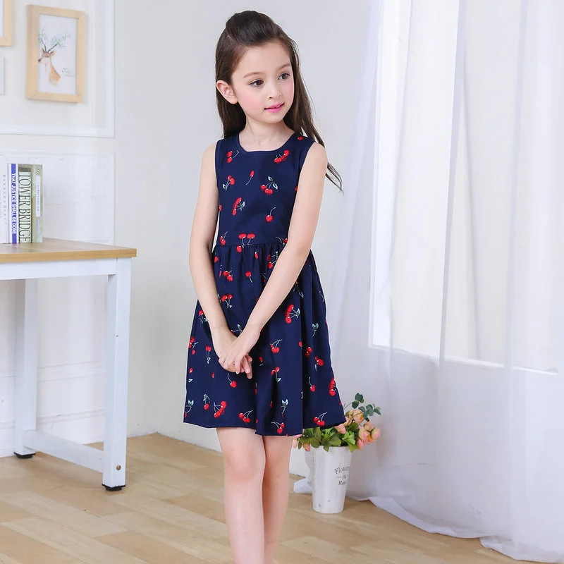 Summer Children Kids Girl Sleeveless Dress Teens Backless With Bowknot 4-12 Year Old Dresses Vestidos | Детская одежда и обувь