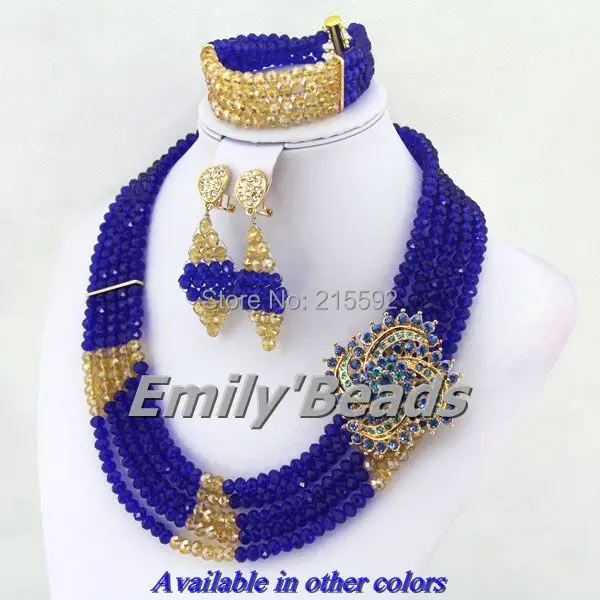 5 рядов африканские королевские синие бусины ювелирные наборы нигерийские
