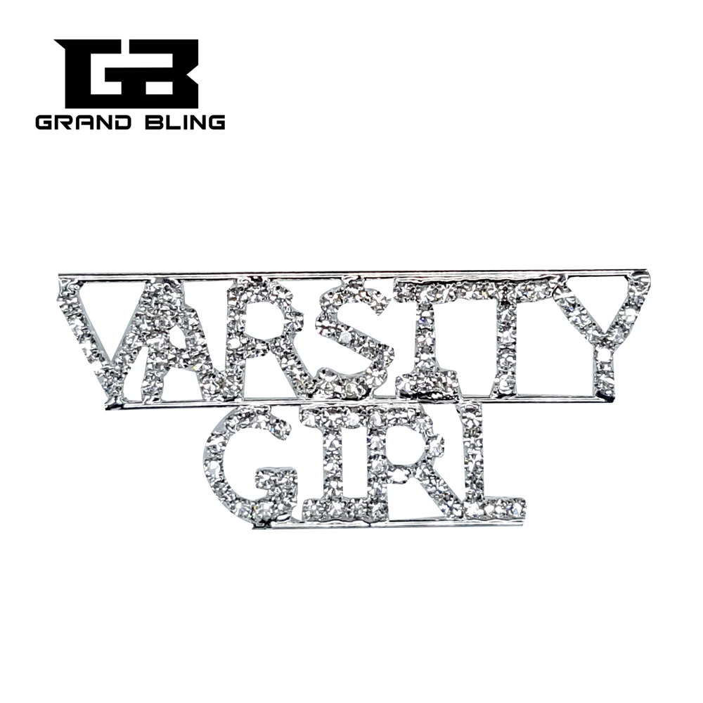 

Royalty Crystal Brooch Jewelry "VARSITY GIRL" Word Lapel Pin Gift