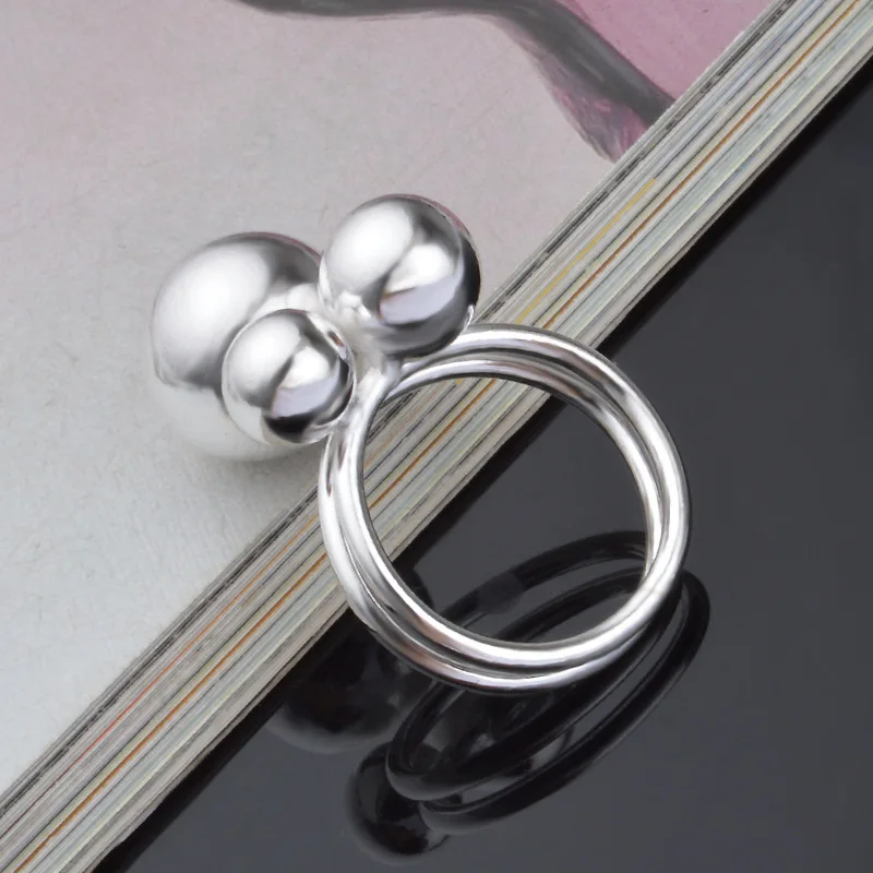 С серебряным покрытием цвет кольцо ювелирные изделия три ряда бусины с кольца