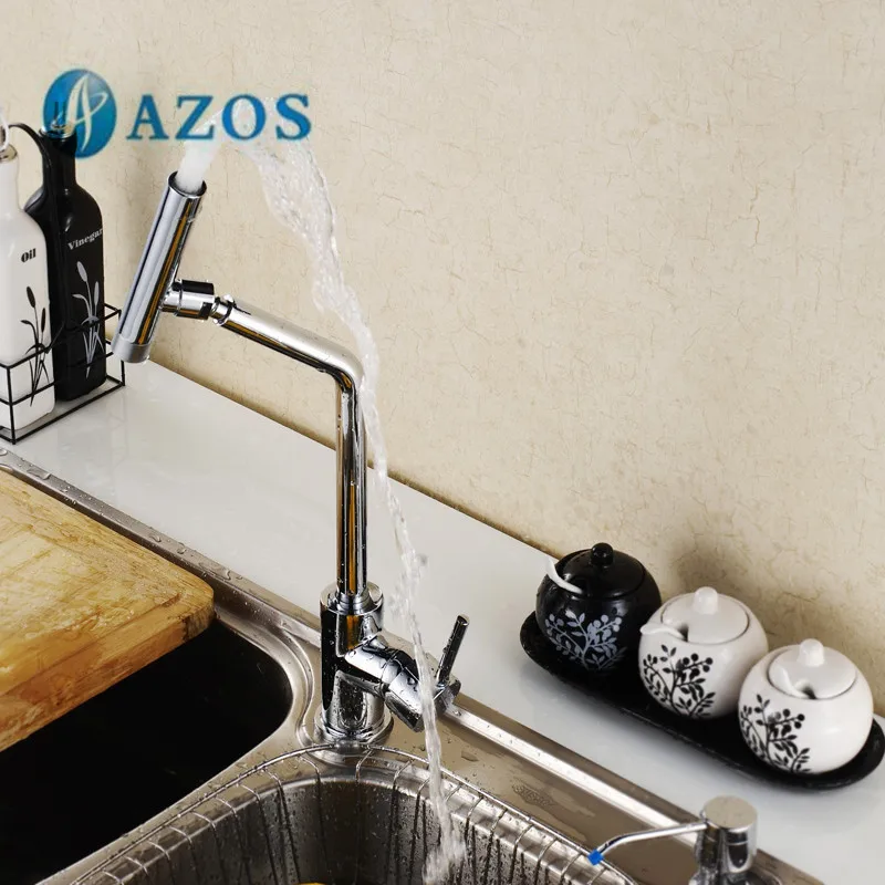 AZOS кухонный кран для раковины латунь одно отверстие Палуба крепление хром