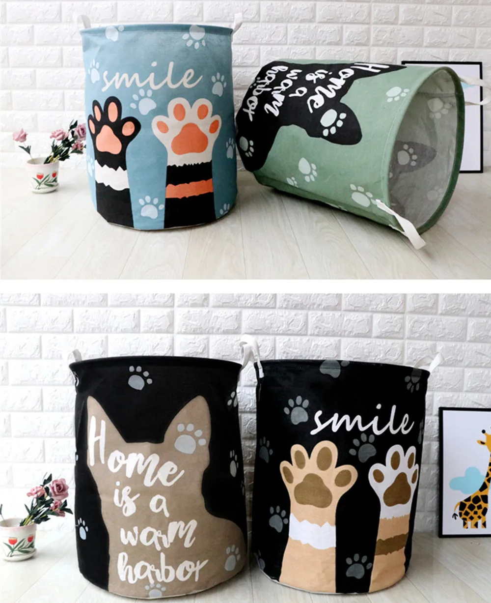 Льняной грязный бочонок складные коробки для хранения игрушек креативная