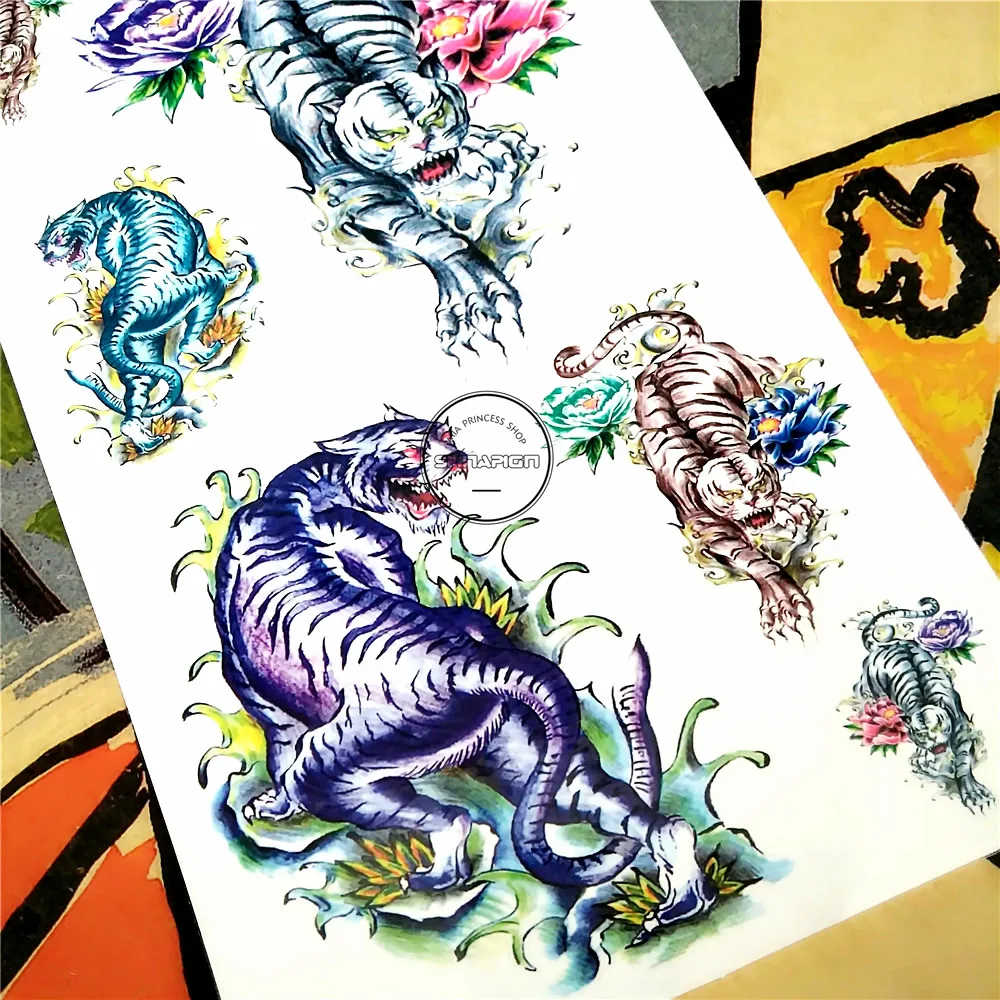 SHNAPIGN сексуальный цвет Тигр временная татуировка боди арт на руку флеш тату