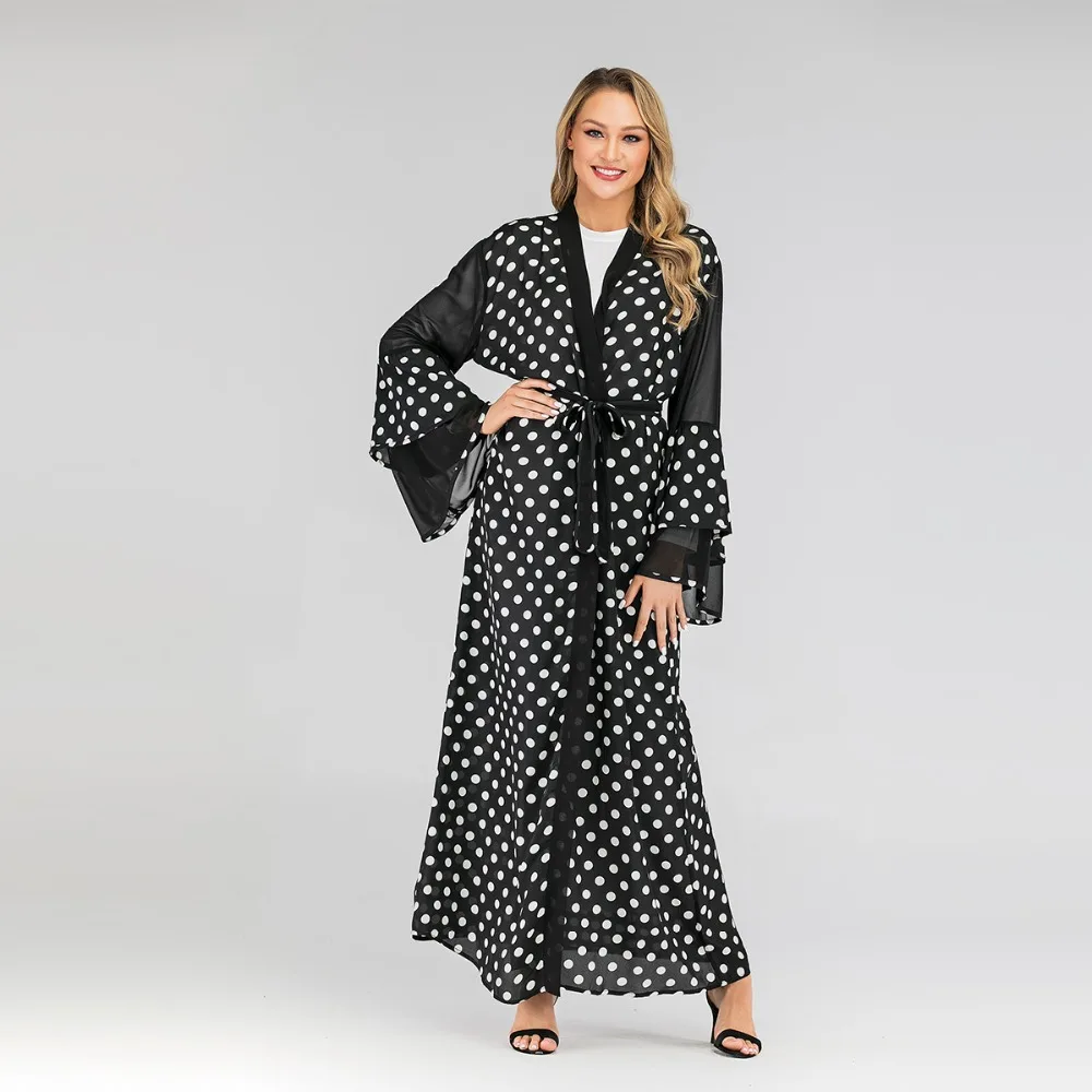 2019 кафтан в горошек Дубай Арабский мусульманский хиджаб платье Abayas для