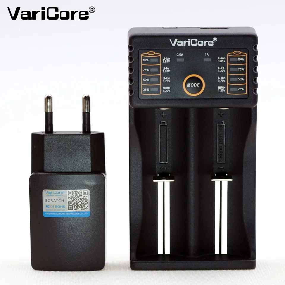 

VariCore V20i 18650 charger 1.2V 3.7V 3.2V 3.85V AA / AAA 18350 26650 10440 14500 16340 25500 NiMH lithium battery charger+5V 2A