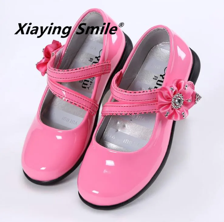 Girls Shoes Children Kid BalletShoes Little Princess Spring Summer Sweet Flower Rhinestone Patent Leather Rubber | Детская одежда и
