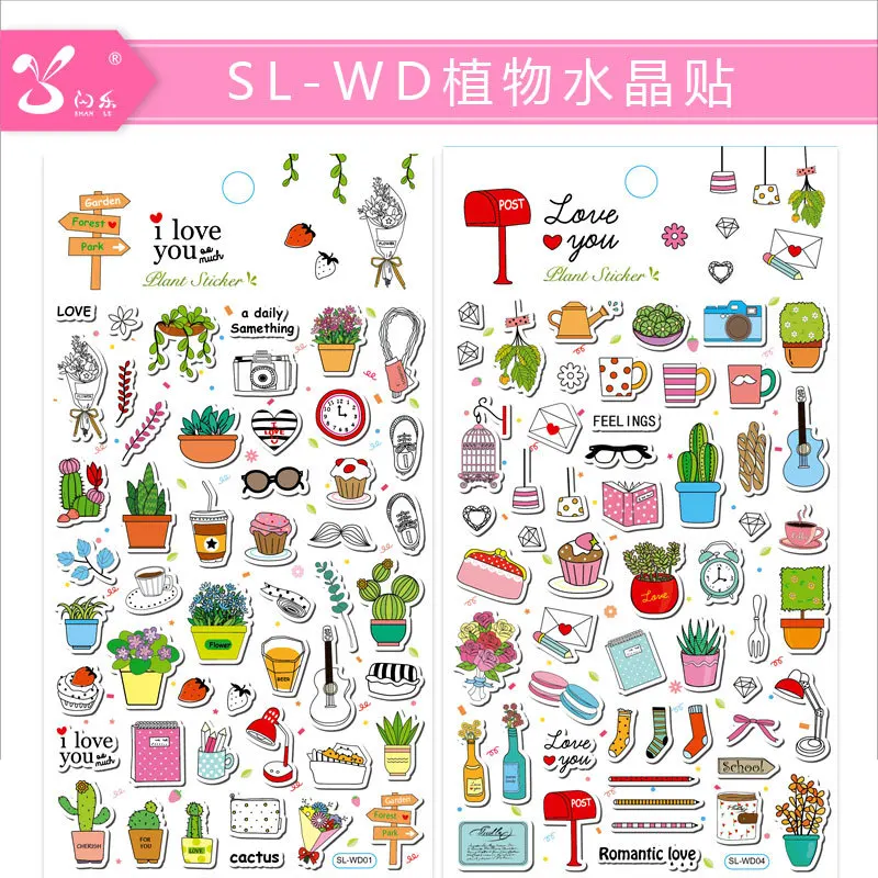 

DIY Colorful Potted Plant crystal kawaii Stickers Diary Planner Journal Note Diary Paper Scrapbooking Albums PhotoTag