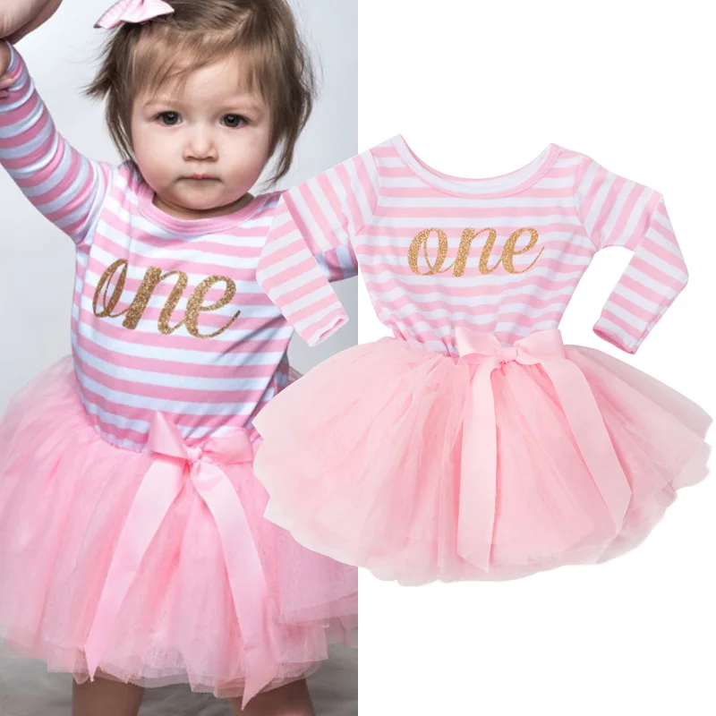 Sweet Baby Girl Tutu Dress 1 2 3 Years Party Wear Birthday Costume Princess Striped Summer Children Clothing Vestidos | Детская одежда