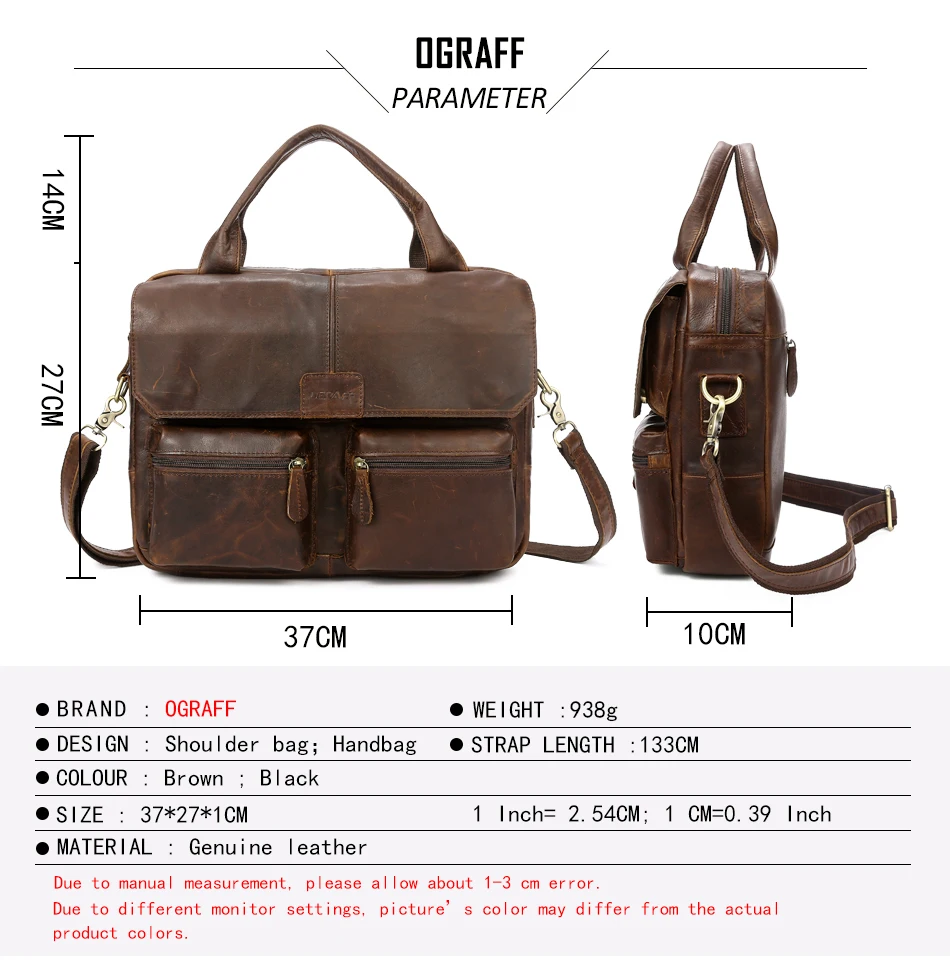 OGRAFF мужская сумка кожаная сумка Bolsas натуральная кожа сумка роскошный дизайн сумка на плечо черные большие сумки Мужская сумка кожаная винтажная