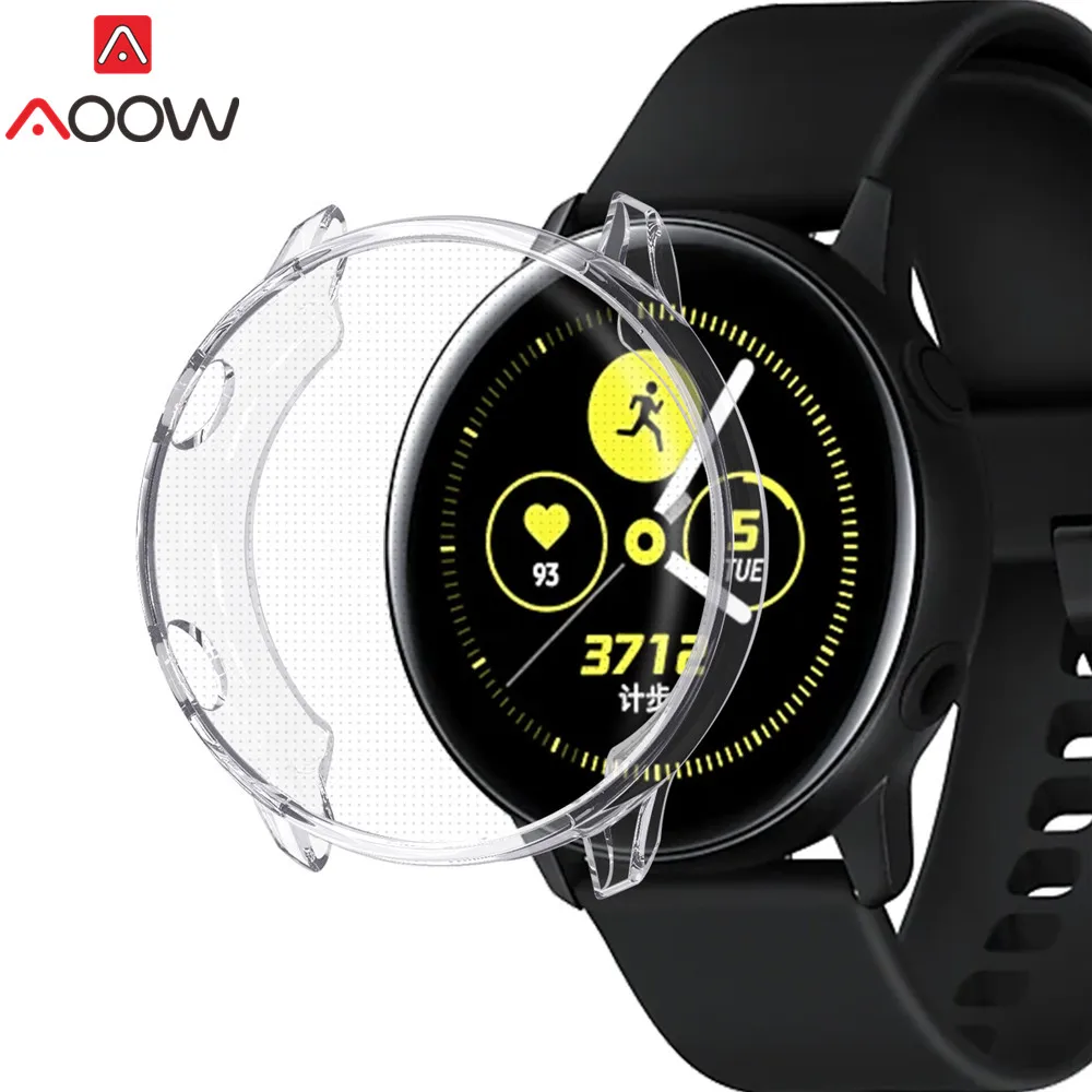 Transparent Мягкий защитный чехол для экрана для samsung Galaxy Watch Active SM-R500, тонкий ТПУ, полное покрытие, защитная рамка, бампер, аксессуары - Цвет ремешка: Transparent