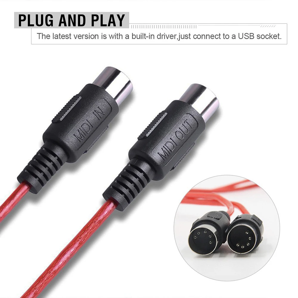 USB до 2 MIDI Интерфейсный кабель адаптер конвертер IN OUT для ПК музыкальная