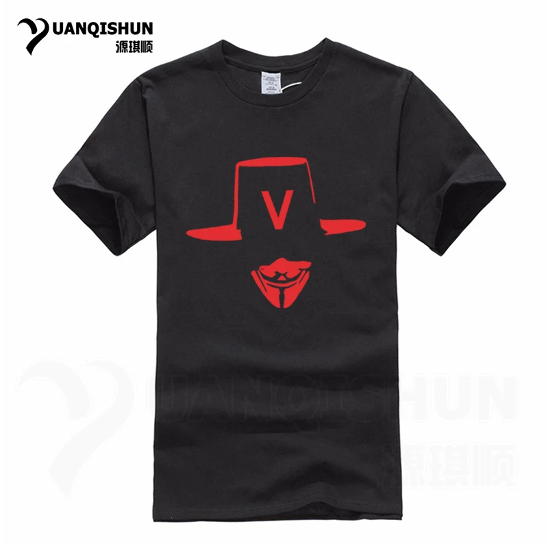 YUANQISHUN фирменная футболка фильм V для серии Vendetta Футболка Маска Гая Фокса серии футболок безымного негодного тролля - Цвет: Black I