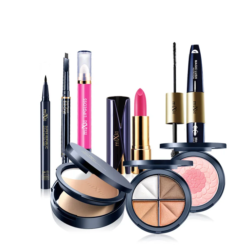 8 шт. макияж набор косметический помады Make Up Kit блеск для губ Тушь тени век и бровей