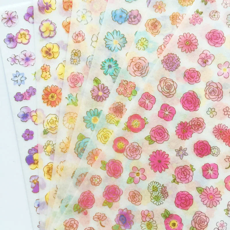 

6 Sheets/Pack Golden Foil Forest Flowers Owl Rabbit Adhesive Decorative Stickers Album Notebook DIY Decoration Stickers