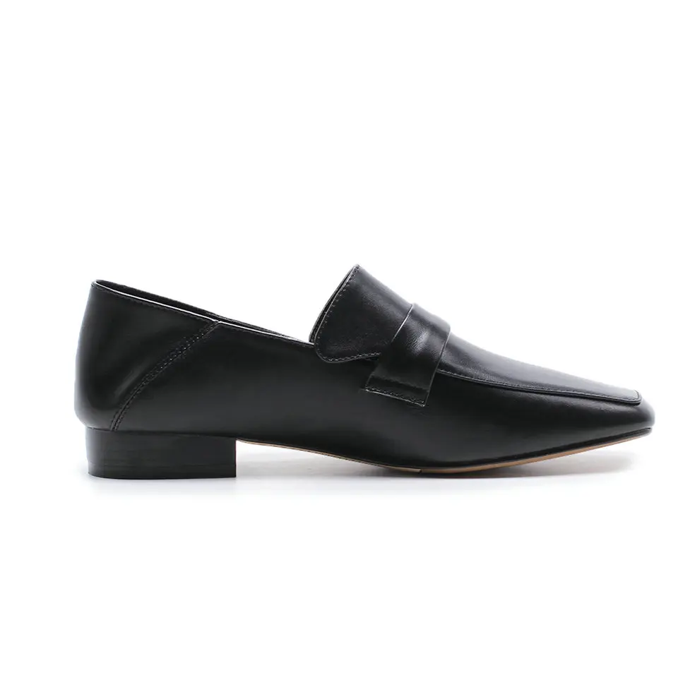 EshtonShero Women's Shoes Flats Genuine Leather+PU Flat Heels Summer Slip On Pointed Toe Black Ladies Loafers Size 34-40 | Обувь