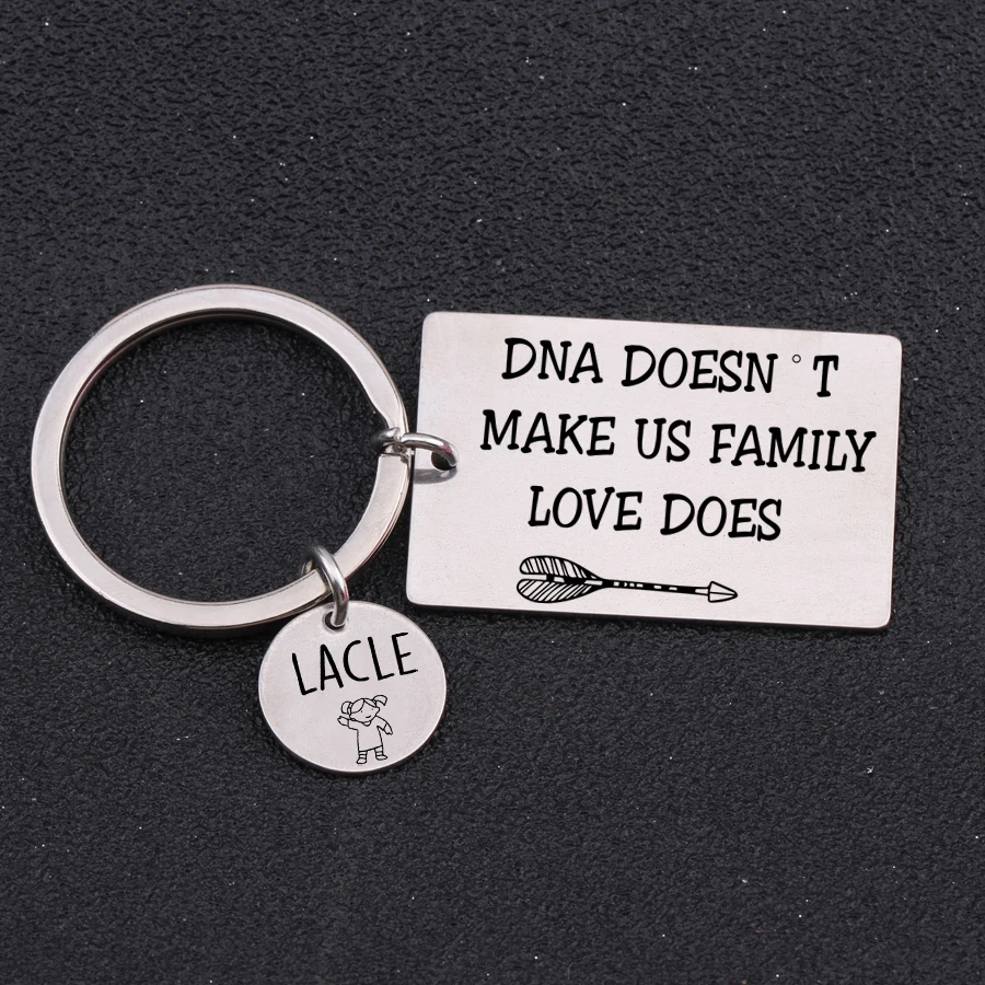 Key Chain&quotDNA Doesn't Make Us Family Love Does&quotStep Parent Gift Pendant Step Mom Dad Private Custom Name Keyring | Украшения и