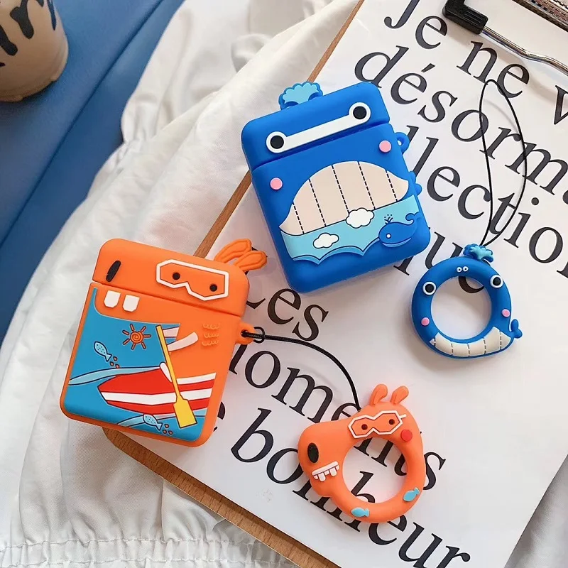 Мягкий силиконовый милый защитный чехол для Airpods с зеленым динозавром/розовой