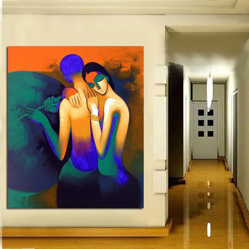 Абстрактная каллиграфия Холст Искусство индийская фигурка картина 100% ручная