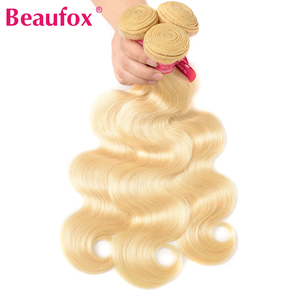 Beaufox 613 блонд 4 пучка с закрытием перуанские волнистые человеческие волосы Remy