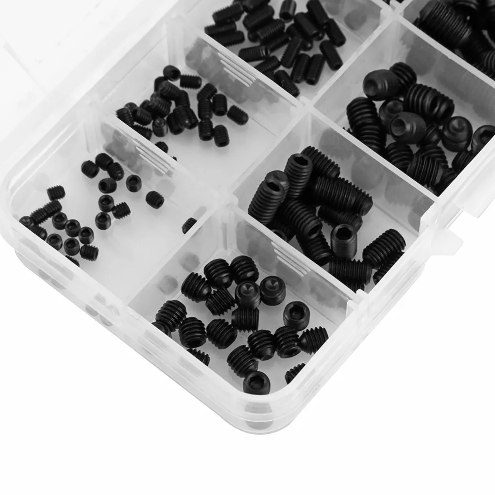 240Pcs/Set Socket Screw Allen Head Hex Set Grub Assortment Kit With Box DIN916 M3-M8 parafusos wood screws Hot Sale | Обустройство