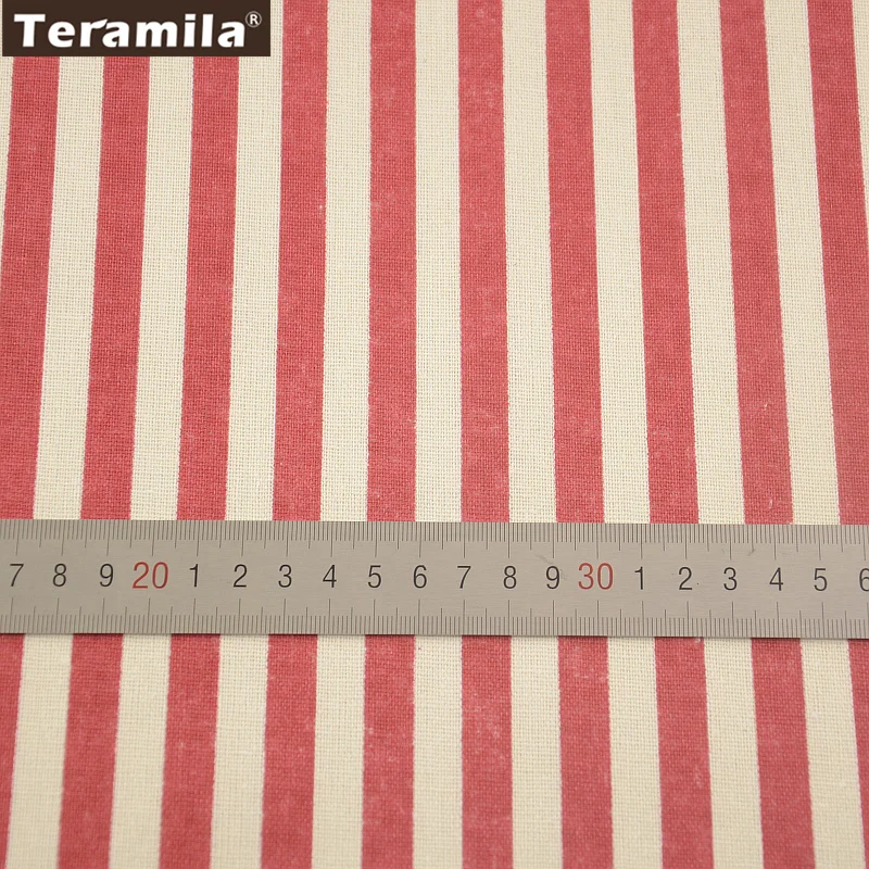 Teramila Home Textile Red Strips Designs Cotton Linen Fabric for Sewing Material Tissu Pillow Bag Cushion Tablecloth Handicrafts | Дом и сад