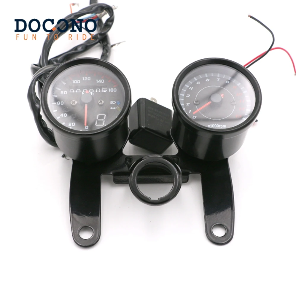 Мотоцикл черный светодиодный тахометр км/ч Спидометр Одометр датчик W/кронштейн