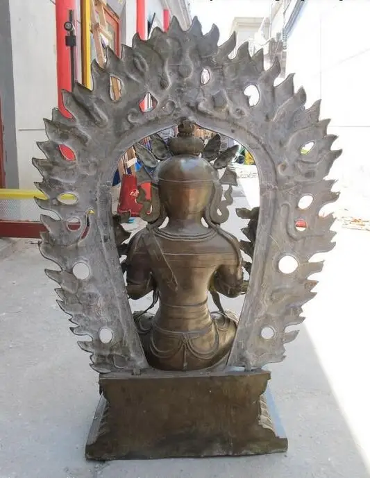 Огромный Тибет Буддизм Фейн Классический Бронзовый Майтрейя Кван-инь статуя