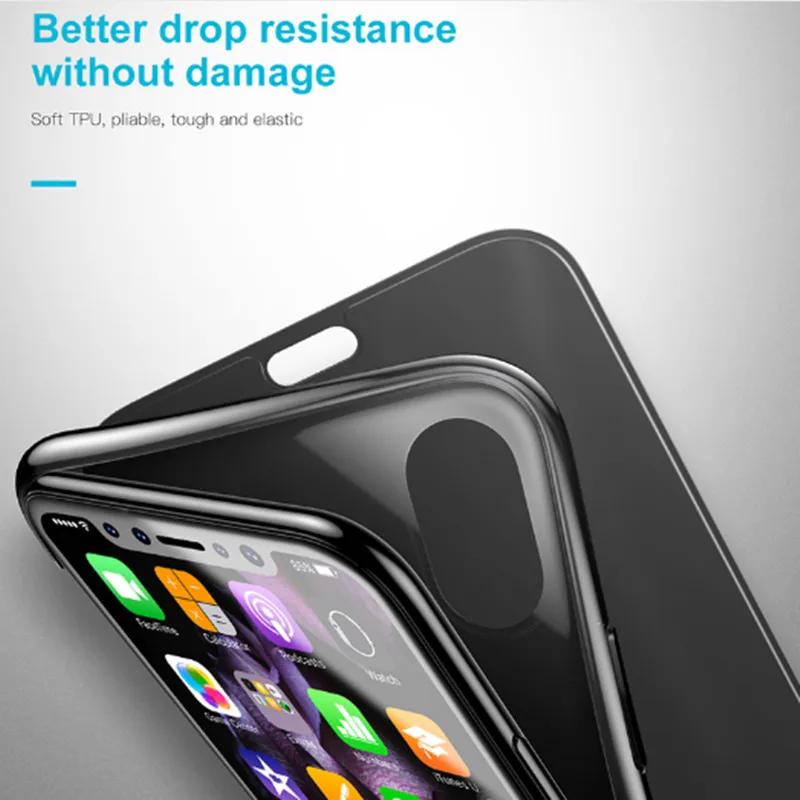 Тонкий флип чехол Baseus для iPhone X 360 защитный из ТПУ 10 защитная пленка на весь