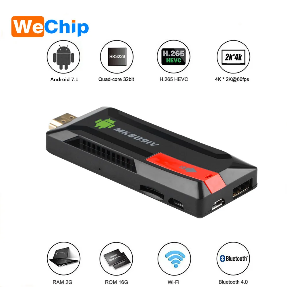 Wechip MK809 IV Android TV Stick 7 1 4K Dongle AirPlay DLNA HD медиаплеер stick MK809IV | Электроника