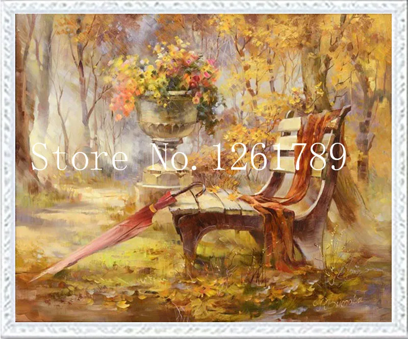 Рукоделие DIY DMC 14CT наборы для вышивки крестом без печати осени в парке вышитые