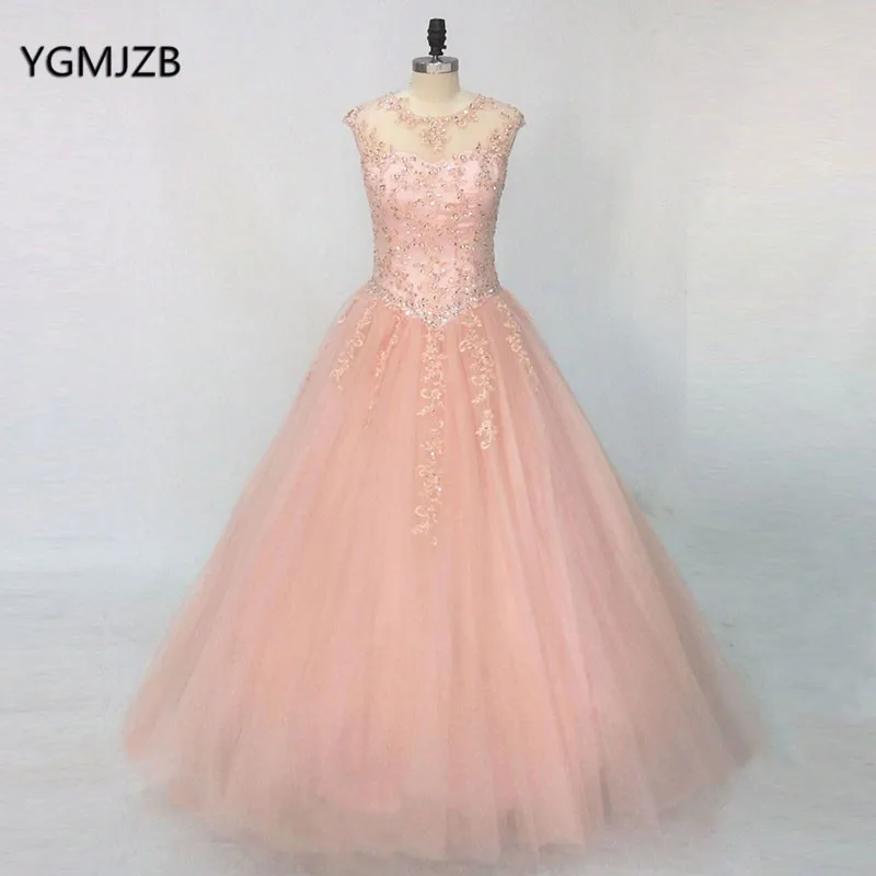 Синее бирюзовое ярко-розовое платье для Quinceanera 2018 бальное с бисером кружевное