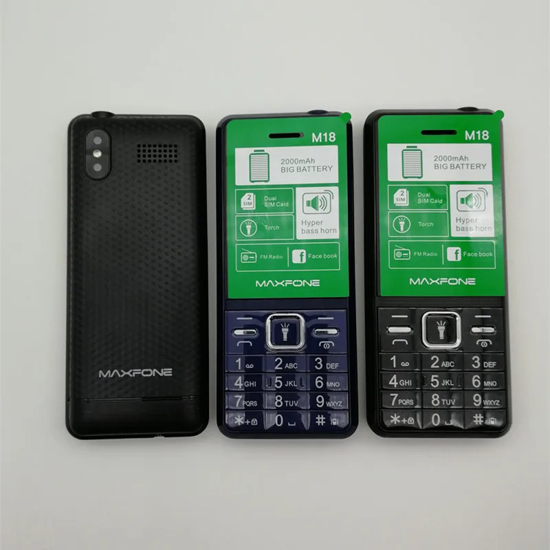 Кнопочный сотовый телефон Двойная sim-камера bluetooth большой динамик-фонарик 2000 мАч