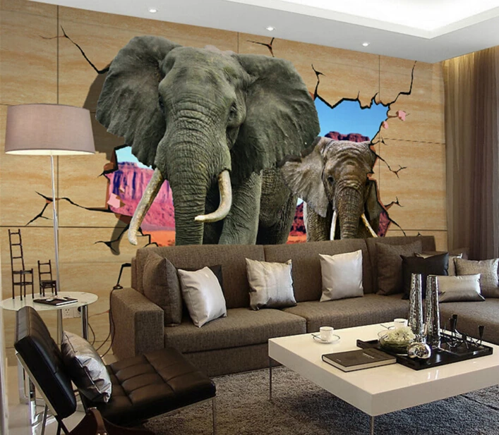 

3D Room Wallpaper Landscape Large Photo Mural Wall Paper for Bedroom Elephant Murals papel de parede