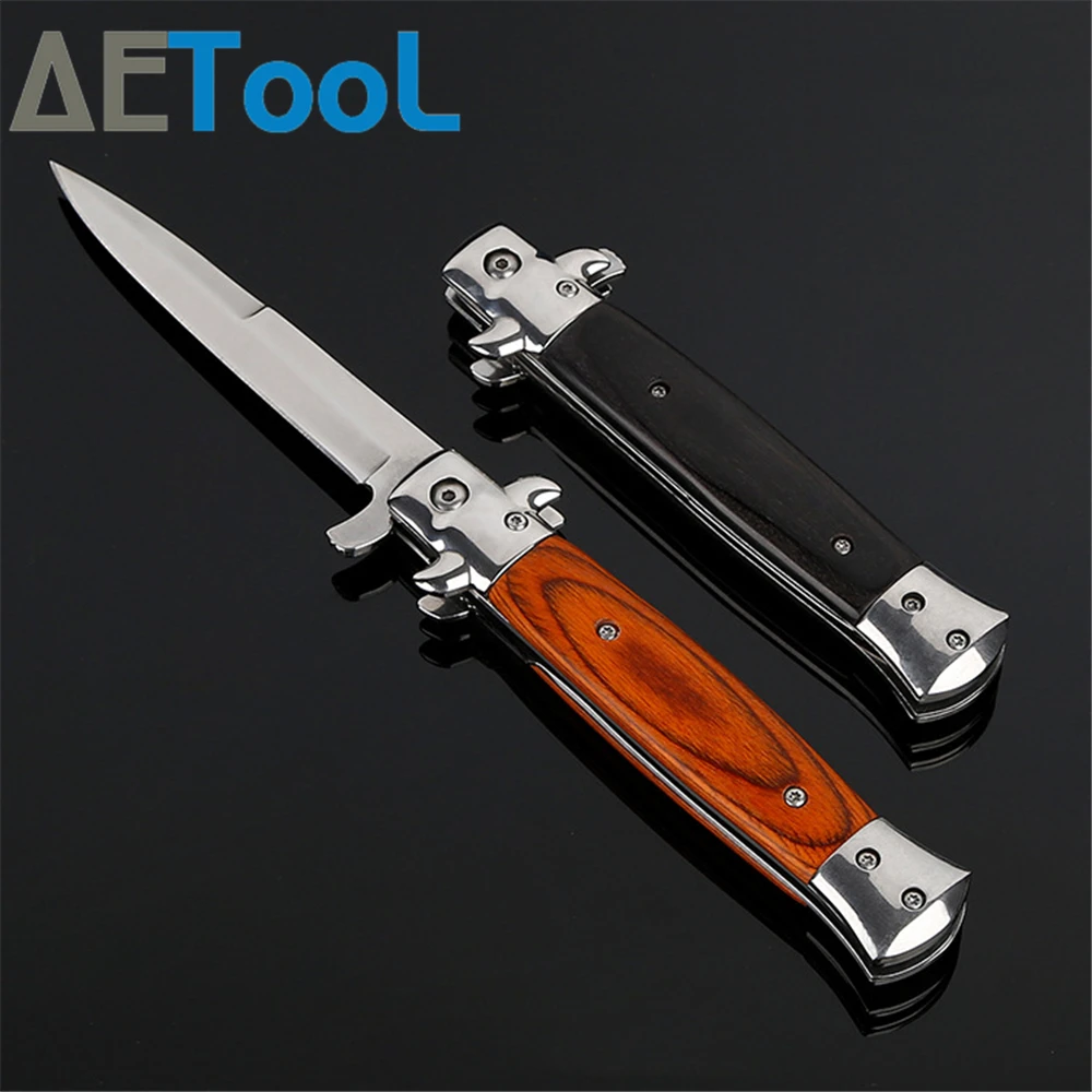 AETool новый складной нож высокой твердостью лезвия деревянной ручкой кемпинг