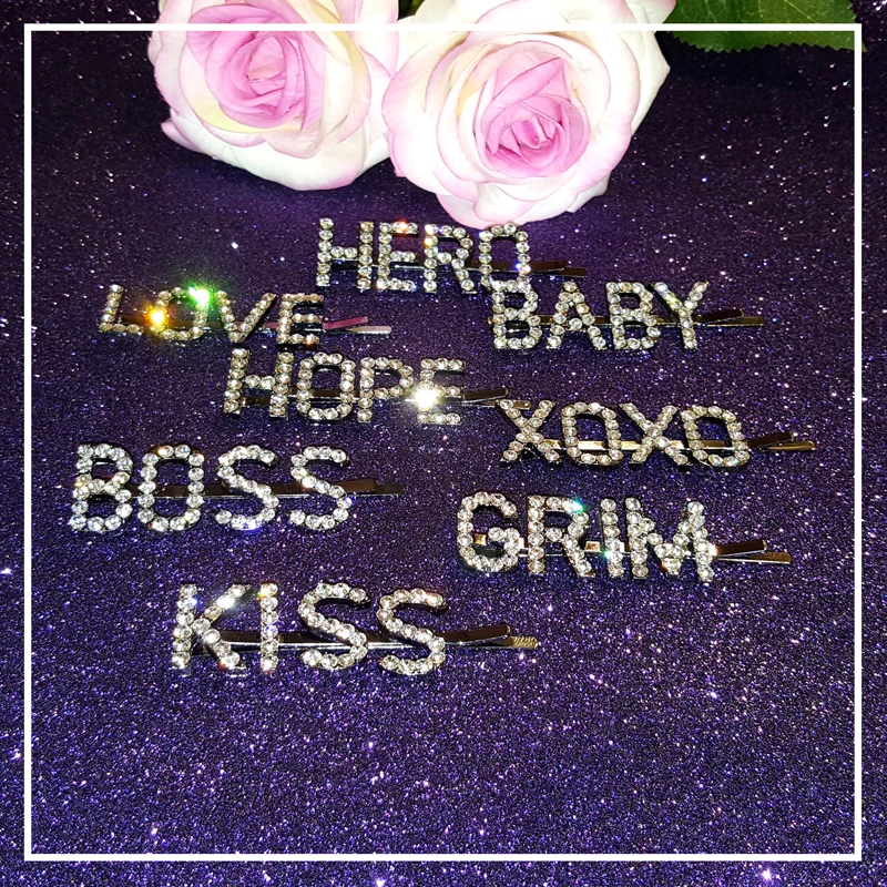 Blingbling Word заколки для волос буквы с кристаллами Самые горячие самые стильные